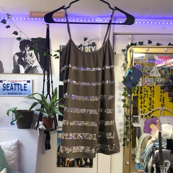 Rue21 size large y2k grey sequin tank top - Picture 1 of 3